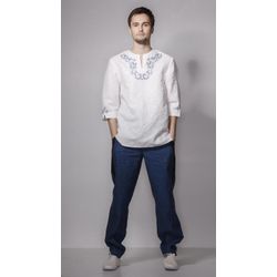 Снежинка / Snowflake / Men's trousers "Motive of life" from flax