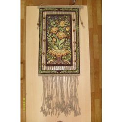 Wall panel "Bouquet" embroidered with gold thread