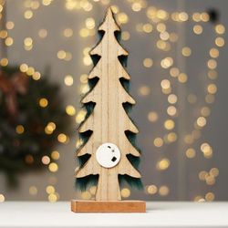 Лесная мастерская / New Year's table decor with lighting "Spruce with a garland"