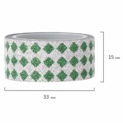 ОСТРОВ СОКРОВИЩ / Polymeric adhesive tapes for decoration with glitter "GEOMETRY", 15 mm х 3 m, 7 colors