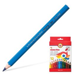 Thickened colored pencils KOH-I-NOOR "Mona Lisa", 12 colors, 5.6 mm, honed, Euro slot