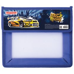 Folder for notebooks PYTHAGORAS A5, 2 compartments, plastic, Velcro flap, "STREET RACING"