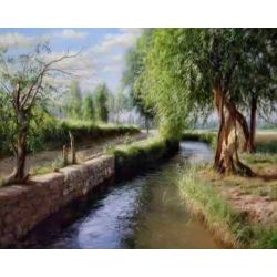 Опт-картина / Paint by number 40x50 Canal in the park