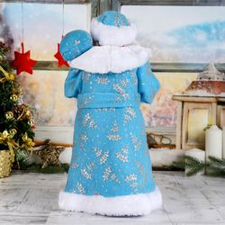 Зимнее волшебство / Doll "Santa Claus, in a blue fur coat with gifts"