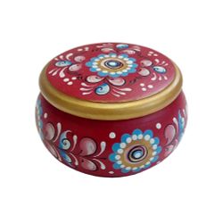 Беломорские узоры / The box is wooden "Shenkurskiy red-painted" 10 cm