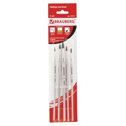 BRAUBERG brushes, set of 5 PCs (made of cloth pony round № 1, 2, 3, 4, 5), blister