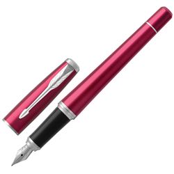 Bút máy PARKER "Urban Core Vibrant Magenta CT", thân sơn mài bóng màu tím, các chi tiết mạ crôm, màu xanh lam