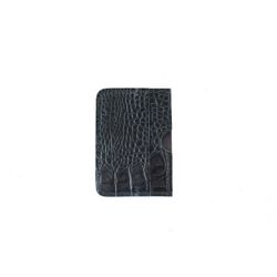 Porte-cartes réversible crocodile noir