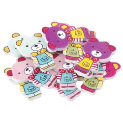 Buttons decorative "Bears", wood, 30x20 mm, 16 PCs., assorted, TREASURE ISLAND