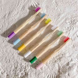 Bamboo soft-bristled toothbrushes, 6 pcs