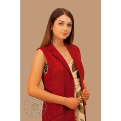 Елецкие кружева / Yelets lace / Women's vest, linen, red