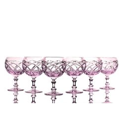 Гусевской Хрустальный завод / Set of crystal glasses for cognac pink 6 pieces