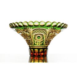 Гусевской Хрустальный завод / Crystal vase for fruit "Palmira" amber-green