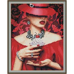 Опт-картина / mosaico de diamantes 40x50, strass redondo Lady com sobremesa