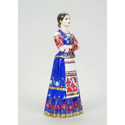 Vernissage of History / Statuette of a Cossack woman in a blue dress (hand-painted)