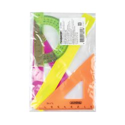 Set drawing small PYTHAGORAS (ruler 16 cm, 2 triangles, protractor), non-transparent, neon, package