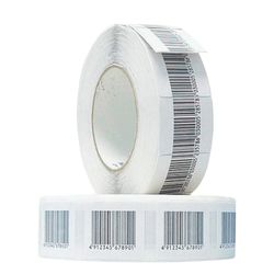 Self-adhesive anti-theft radio frequency labels, 40x40 mm, false barcode, roll of 1000 pcs.
