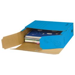 Scatola archivio con valvola A4 (260x325 mm), 100 mm, fino a 900 fogli, cartone microondulato, BLU, STAFF