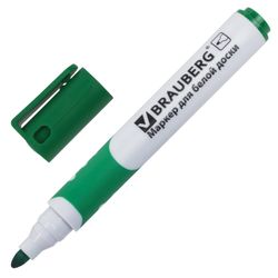 Marker for whiteboard BRAUBERG SOFT, GREEN, rubber insert, round tip, 5 mm
