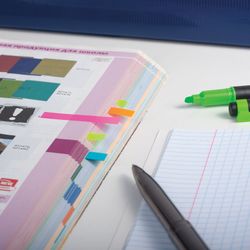 Bookmark adhesive BRAUBERG NEON, plastic, 45х8 mm, 8 colors x 20 sheets in plastic book