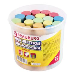 Kreidefarben BRAUBERG, Set à 20 Stück, Zum Lackieren auf Asphalt, rund, Kunststoffeimer
