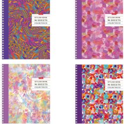 HATBER / Notebook А5, 96 sheets, comb, cage, glossy lamination, "Color touch" / 8 pcs.