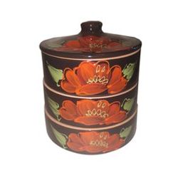 Псковский гончар / Set for jellied meat "Gift" Poppy on black