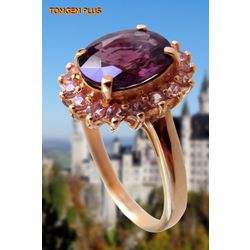Gold 585 ring with 7x9 mm spinel and pink sapphires