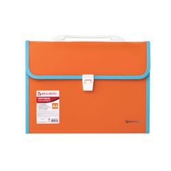Cặp nhựa BRAUBERG "Joy", A4 (330x245x35 mm), 13 ngăn, có viền, nhãn chỉ mục, màu cam