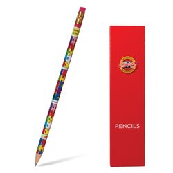 My pencil KOH-I-NOOR, 1 piece, "Puzzle", HB, with eraser, body cuts, sharpened