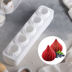Доляна / Dolyana / Whipped cream dish for mousse desserts and pastries, 40 × 9.5 cm, 5 holes, white