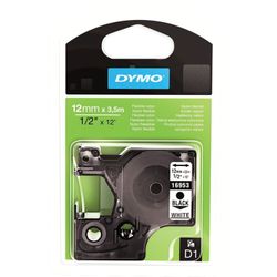 DYMO D1 label printer cartridge, 12 mm x 3.5 m, nylon ribbon, black font, white background, for uneven surfaces