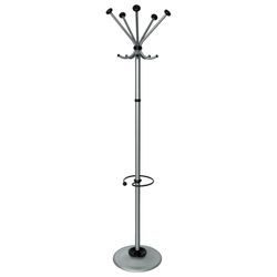 TITANIUM / Hanger-stand "Quintet TMK-2", 1.91 m, disc 46 cm, 5 hooks + place for umbrellas, metal, silver