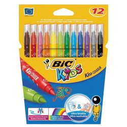 Pens BIC "Kid Couleur", 12 colors, superspyware, vented cap, Euro slot