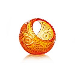 Гусевской Хрустальный завод / Crystal vase-basket "Ball" medium amber