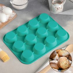 Доляна / Doliana / Baking dish "Circles", 32.5 × 24.5 cm, 12 holes (7 × 3 cm, bottom diameter 5.5 cm), MIX color