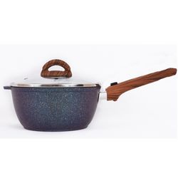 Bucket 2.2L with glass lid, non-stick coating with removable handle "Granit Ultra" (Blue) Kukmara