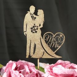 Дарим Красиво / Topper "Mr and Mrs Couple" với móc áo, vàng