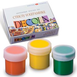 Acrylic paint for glass and ceramics "Decola" 12 colours in 20 ml jars