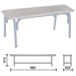 COMFORUM / Bench without back "Astrid", 980x450x415 mm, light gray frame, white leatherette