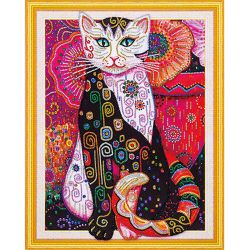 Опт-картина / 5D diamond mosaic 40x50 round rhinestones cat