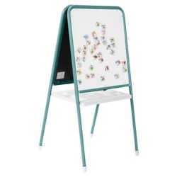 DEMI / Double-sided board-easel for chalk and magnetic marker (48x53 cm), turquoise / white, DEMI MDU.06
