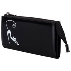 Purse women's BEFLER "Elegant cat", 190х105 mm, genuine leather, zipper, embossed, black
