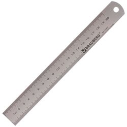 Metal ruler 20 cm, BRAUBERG, Euro slot