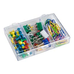 Stationery set of 3 items, clips, clamps, buttons