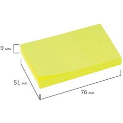 BRAUBERG / Self-adhesive block (stickers) NEON, 76x51 mm, 90 sheets, yellow