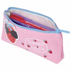 Pencil case-cosmetic bag BRAUBERG, canvas with applique, "Cool Strawberry", 19х4х8 cm