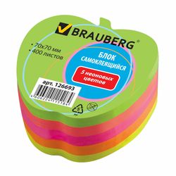 BRAUBERG / Bloco autoadesivo (adesivos) em forma de NEON "Apple", 400 folhas, 5 cores