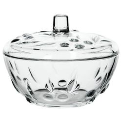 PASABAHCE / Sugar bowl with lid "Perla", diameter 140 mm, textured glass
