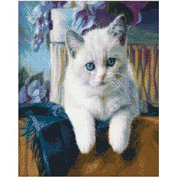 Опт-картина / Diamond mosaic, 40x50, square rhinestones Siamese kitten